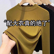 俞兆林圓領(lǐng)打底衫女螺紋磨毛加絨長袖T恤內(nèi)搭外穿純色上衣秋冬
