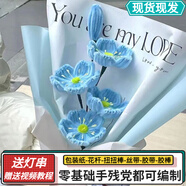 右客母親節手工DIY扭扭棒花束郁金香自制材料包編織捧花男女友女神520 虞美人藍色材料包可做2束 材料包 +包裝+教程