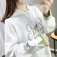 尚濤衛衣女寬松連帽2025加絨加厚學(xué)生女裝新款時(shí)尚外套女上衣打底衫 白色 L 建議80-90斤
