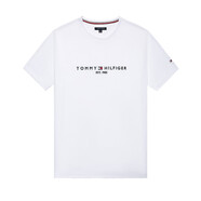 TOMMY HILFIGER湯米 希爾費(fèi)格 男裝純色圓領(lǐng)短袖男 純棉上衣舒適透氣T恤 白色-T恤1985 L (建議80-90kg)