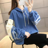 御仕達秋冬裝斤特女裝超大號胖妹妹mm衛衣女外套 牛仔藍（大版） 9916 加絨 M 150斤以?xún)?
                                         title=