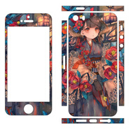 膜鹿堂適用適用iPhone5S彩膜前后蘋(píng)果SE鋼化膜卡通5代后殼貼紙來(lái)圖定制 熒光綠 i5/5S/SE鋼13924iphone