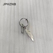 JPHZNB小眾設計鈦鋼羽毛耳環(huán)女潮酷個性ins氣質網紅痞帥耳圈耳飾男 無耳洞一對(彈簧耳夾)