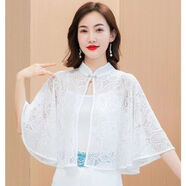 艾予曼女韓版復(fù)古夏季披風(fēng)薄款配裙子搭配旗袍蕾絲斗篷仙氣上衣披肩外搭 鎖扣復(fù)古披風(fēng)(白色) 均碼[75-180斤]