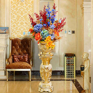 木典興羅馬柱高檔落地大花瓶仿真插花藝套裝擺件客廳歐式現代酒店裝飾 萬(wàn)事大吉套裝