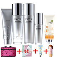 法蘭琳卡亮潤美白套裝美白祛斑補水保濕去黃亮膚護膚品套裝素方花系列組合 【五件套潔面水乳液精華30倍防曬