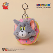 皓奇樂（HUGKIS）貓和老鼠毛絨玩具鑰匙扣書包包掛飾可愛搞怪卡通周邊玩偶公仔掛件 湯姆貓掛件(甜圈圈款) 【現(xiàn)貨速發(fā)】