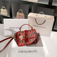 CAEISL & KCIEL小&ck2025新款女包小眾原創(chuàng)高級(jí)感手提包立體感酒神包結(jié)婚包 紅色 專柜高檔品質(zhì)