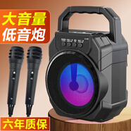 拼搏者新款無(wú)線藍(lán)牙音箱戶外便攜家用小型廣場(chǎng)舞低音炮k歌手機(jī)收款語(yǔ)音播報(bào)器小音響大音量 藍(lán)牙版+2個(gè)美聲話筒+音頻線