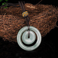 玉石翡翠子母扣吊墜翠玉平安扣掛件玉器項鏈掛墜炫石為玉附證書(shū) 青色款