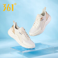 361度女鞋運(yùn)動(dòng)鞋夏季新款透氣網(wǎng)面休閑鞋女361品牌旗艦輕質(zhì)跑步鞋子 羽毛白/香檳金 35