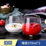 青蘋(píng)果 彩色玻璃杯套裝家用喝水杯耐熱茶杯果汁牛奶早餐杯微波爐可用 透明矮款2只裝【限200套】