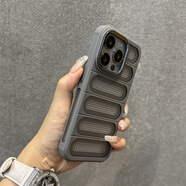 潮虎冰絲盔甲蜂窩孔適用蘋果15手機(jī)殼iphone15promax夏日透氣款14pro磨砂13防摔高級感12pro男女11軟邊 【灰色】 iPhone 15 Pro Max