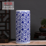 瓷小奴-景德鎮手工陶瓷花瓶瓷器花插青花瓷箭筒卷軸缸書(shū)字畫(huà)缸帽筒雨傘桶 A--小號