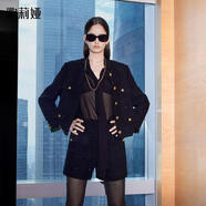 歌莉婭（GOELIA） 高級感氣質(zhì)通勤小香風(fēng)粗花呢外搭短外套1B9L6E070 00B黑色 L