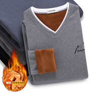 匹卡特（PIKATE）長(cháng)袖t恤男春秋季衛衣韓版修身打底衫男士V領(lǐng)上衣服男裝體恤加絨 929深灰加絨 M