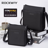 巖途（rockway）商務單肩包男士斜挎包豎版通勤男包日字包輕便小背包可裝ipadmini 【標準版】黑色M碼24.5*27*9cm