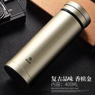 GROOT玻璃內膽保溫杯男女士400ml大容量不銹鋼便攜杯子辦公茶杯定制 香檳金400ml