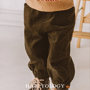 happyology英國兒童秋冬裝男童燈芯絨褲子童裝新款女童純棉七分褲 橄欖綠 86 (86cm)