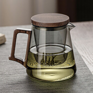 憶壺茶（YIHUTEA）泡茶杯茶水分離茶壺玻璃茶具 水杯男士茶杯玻璃高硼硅綠茶杯子 【加大號】800ML黑色壺