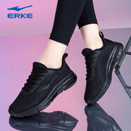 鴻星爾克（ERKE）女鞋冬季透氣跑步網(wǎng)鞋秋冬新款輕便休閑老爹鞋網(wǎng)面旅游運動(dòng)鞋子女 正黑 38