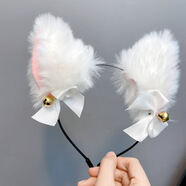 虔生緣可愛(ài)毛絨貓咪發(fā)箍貓耳朵狐貍頭箍少女網(wǎng)紅獸耳發(fā)卡鈴鐺個(gè)性頭飾品 貓耳鈴鐺發(fā)箍（白色）