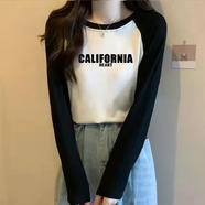 歐洛黛長袖t恤女春秋裝女新款洋氣遮肚子顯瘦時尚插肩袖百搭秋季女上衣 白色CAL-長袖 XL