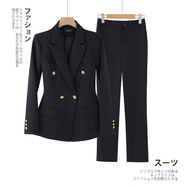 Radinka 2025春秋新款西裝套裝女英倫風(fēng)韓國西服OL氣質(zhì)職業(yè)chic西裝XFT 黑色兩件套 M