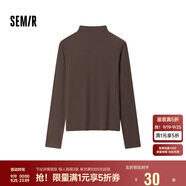 森馬（Semir）長(zhǎng)袖T恤女半高領(lǐng)吸濕發(fā)熱抗菌2024冬緊身抓絨打底衫109724101001