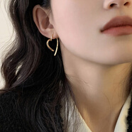 伊黛兒鍍金愛(ài)心耳環(huán)冷淡風(fēng)耳圈簡(jiǎn)單氣質(zhì)鏤空耳飾女小眾高級感時(shí)尚飾品 E2497金色_愛(ài)心耳環(huán)