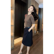 凡摩喬歐貨時(shí)尚高端御姐感氣質(zhì)名媛女裝網(wǎng)紅炸街洋氣半身裙套裝夏季 咖啡色T恤+半身裙套裝 M 80-斤