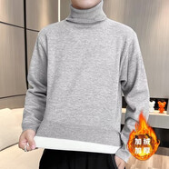軒萊雅加絨針織衫男2022秋冬高領(lǐng)毛衣男加絨修身韓版厚款大碼潮流黑色長領(lǐng)男士打底線衫 E03灰色 XL
