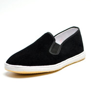 頤福元老北京男千層底中老年防滑老人鞋吸汗透氣傳統布鞋開(kāi)車(chē)工作散步鞋 牛筋底燈芯絨黑色（運動(dòng)鞋碼） 43