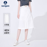Navigare意大利小帆船女士收腰A字版中長(cháng)款休閑半身裙2322844506 白 L 