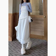 愷吉銳秋冬時(shí)尚套裝裙女流蘇疊穿吊帶連衣裙子長(cháng)袖加絨打底衫兩件套 打底衫+流蘇連衣裙【套裝】 S