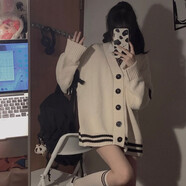 VZVY軟糯毛衣外套女開衫日系慵懶復古針織上衣秋冬季女裝新款jk 白襯衫+毛衣 S