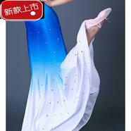 盛束跳舞穿的傣族舞蹈服藝考練功服裝女演出服新款單肩民族裝女孔雀舞 藍(lán)色帶鉆單件裙子 140兒