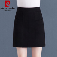 皮爾卡丹2025春季新款毛呢半身裙高腰包臀短裙秋冬顯瘦洋氣百搭一步女 黑色 M 建議90-105斤