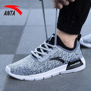 安踏男鞋跑步鞋冬季新款透氣輕便休閑鞋子冬季旗艦男士運動(dòng)鞋 11725552-3深灰/霧灰/黑 42.5