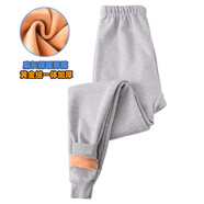 塔格麗男童保暖褲初中生男大童棉毛褲青少年秋褲加絨加厚學(xué)生男孩打底褲 中厚-麻灰（黃金絨） 165 【160-165CM】