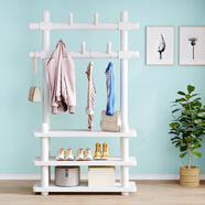 百裕達(dá) 落地衣帽架簡易家用臥室置物架網(wǎng)紅鞋柜架掛衣架一體立式衣架 三層60cm-象牙白