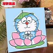 大頭路飛diy數(shù)字油畫卡通可愛彩繪簡(jiǎn)單填充涂色手繪丙烯掛畫的 HB222叮當(dāng)貓 20*20繃好內(nèi)框帶背板+顏料畫筆