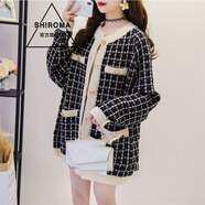 SHIROMA女裝 針織衫女開(kāi)衫 毛衣外套女秋冬季加厚韓版寬松慵懶風(fēng)中長(cháng) 黑色 均碼