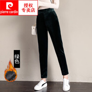 皮爾卡丹（pierre cardin）秋冬新款休閑褲女金絲絨褲加絨加厚秋冬雙面絨小腳褲 鉛筆褲子 綠色加絨 1XL90-110斤