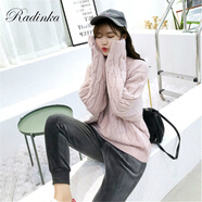 Radinka2024秋冬新款白色毛衣女韓版寬松學(xué)生麻花原宿風(fēng)打底衫 淺粉 XL