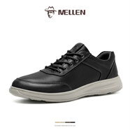 名郎（MELLEN）板鞋男鞋 【頭層牛皮】2025新款男士休閑鞋子 黑色 42