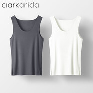 Clarkarida男士背心男莫代爾無(wú)痕內(nèi)穿打底衫運(yùn)動(dòng)汗衫透氣休閑跨欄健身背心 鐵灰+白色【背心2件】 XL (130-150斤)