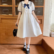 景怡依連衣裙12-20歲夏裝大童韓版中小學(xué)生女孩胖寬松大碼裙子初中學(xué)生 白色 XL