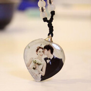 戎夏DIY照片定制水晶項鏈男女情侶寶寶刻字相吊墜創(chuàng  )意生日禮物送女友 心形 一張照片