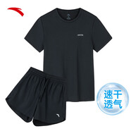 安踏速干套裝丨運(yùn)動套裝女短袖短褲休閑跑步吸濕透氣兩件套女